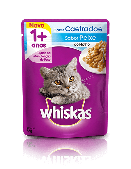 WHISKAS® Sachê Adulto Gatos Castrados Sabor Peixe ao Molho