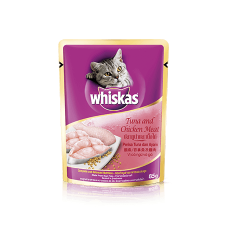 Chicken & Tuna Wet Cat Food Pouch from Whiskas for Adult 1+ Cats