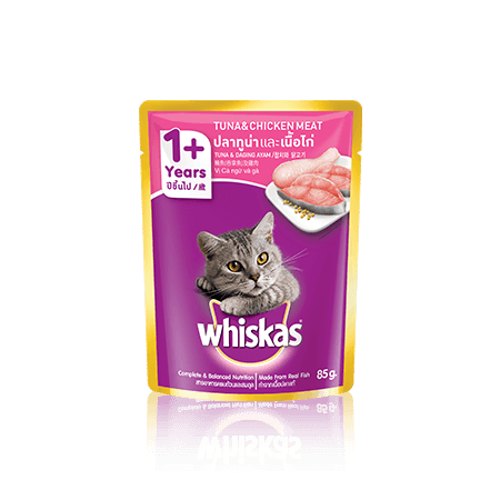 Chicken & Tuna Wet Cat Food Pouch from Whiskas for Adult 1+ Cats