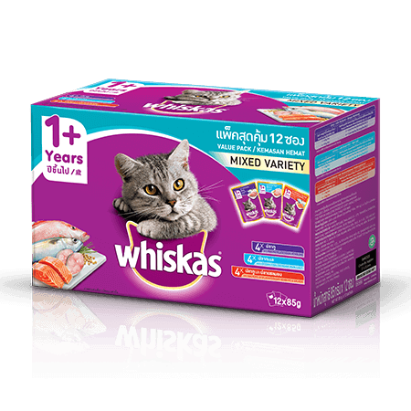 Whiskas® Pouch Multipack Adult 1+ Mixed Flavour (Mackerel, Ocean Fish & Mackerel & Salmon) Cat Food