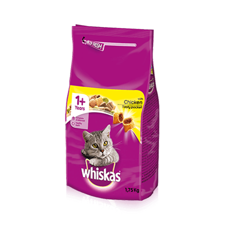 WHISKAS® 1+ Anos Alimentação Seca de Galinha 