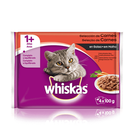 WHISKAS® Saquetas 1+ Anos com Carne em Molho