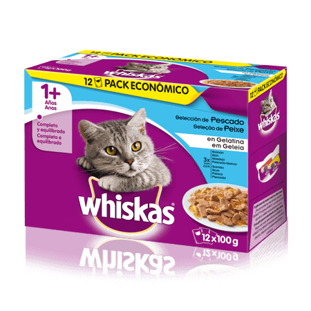 WHISKAS® Saquetas 1+ Anos com Peixe em Geleia