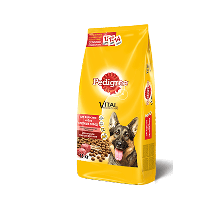 PEDIGREE<sup>®</sup>® для взрослых собак крупных пород, полнорационный корм с говядиной