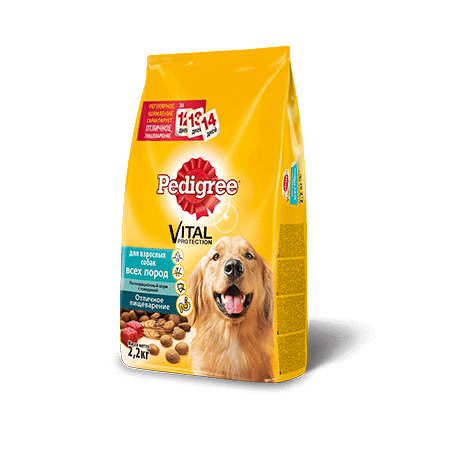 PEDIGREE<sup>®</sup>® для взрослых собак всех пород, полнорационный корм с говядиной