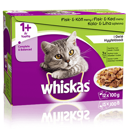 Whiskas® 1+ Fisk- & Köttmeny i Gelé