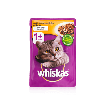 Whiskas 1+ Kyckling i gelé Single