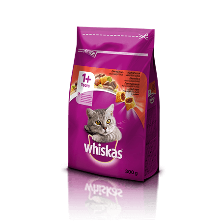 Whiskas suha hrana z Govedino 1+ 300 g