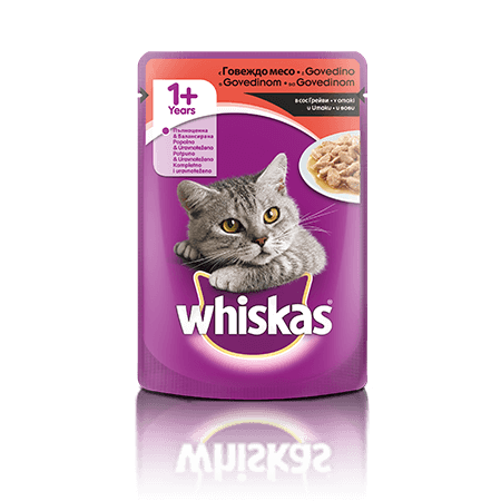 Whiskas v vrečki 1+ z Govedino 100 g