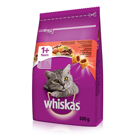 WHISKAS® granule s hovädzím 300g