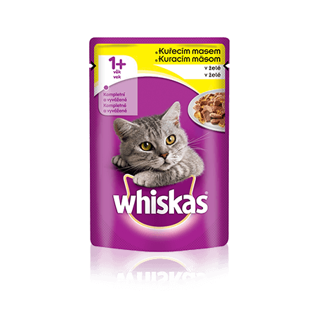 WHISKAS® kapsička s kuracím v želé 100g