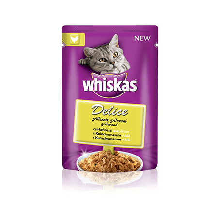 WHISKAS® kapsičky Delice Grilované s kuracím v želé 85g