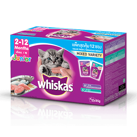 วิสกัส<sup>®</sup> แบบซอง มัลติแพค จูเนียร์ <br/>(ปลาทูน่าและปลาทู) | WHISKAS<sup>®</sup>