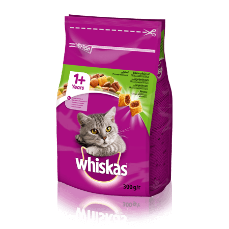 WHISKAS® Смачні подушечки з ягням для дорослих котів, 300 г
