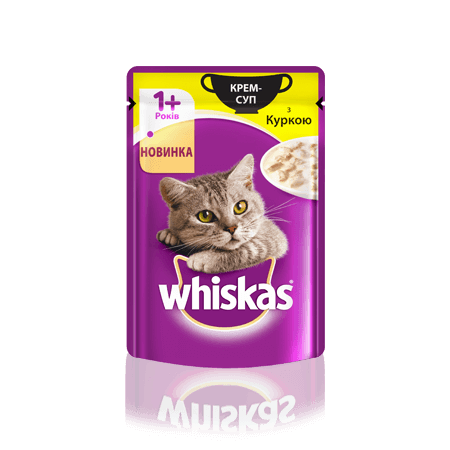 WHISKAS® Крем-суп з куркою для дорослих котів, 85 г