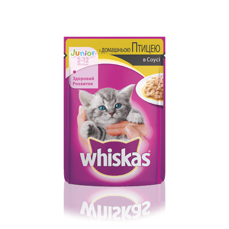 WHISKAS® з домашньою птицею в соусі для кошенят, 100 г