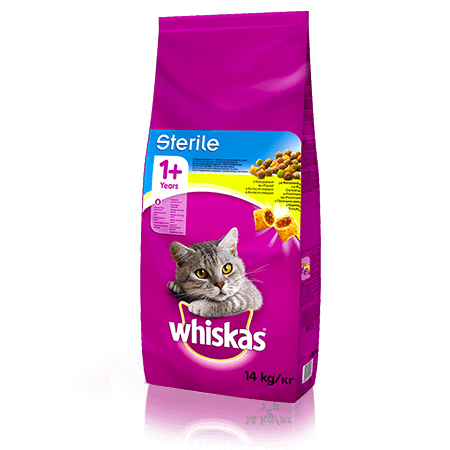 WHISKAS® Смачні подушечки з курятиною для стерилізованих котів, 14 кг