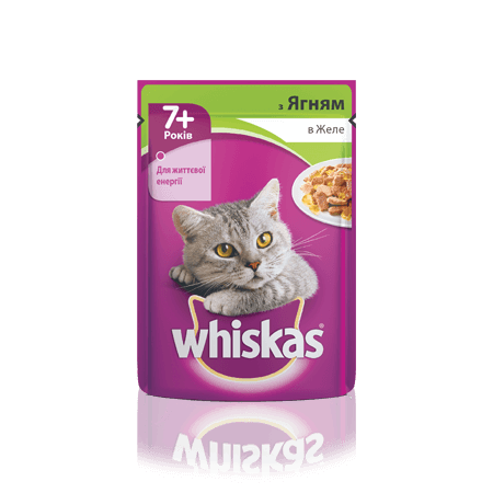 WHISKAS® з ягням у желе для котів старше 7 років, 100 г