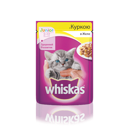 WHISKAS® с курицей в желе для котят, 100 г