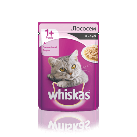 WHISKAS® с лососем в соусе для взрослых кошек, 100 г