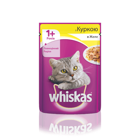 WHISKAS® с курицей в желе для взрослых кошек, 100 г