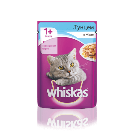 WHISKAS® с тунцом в желе для взрослых кошек, 100 г