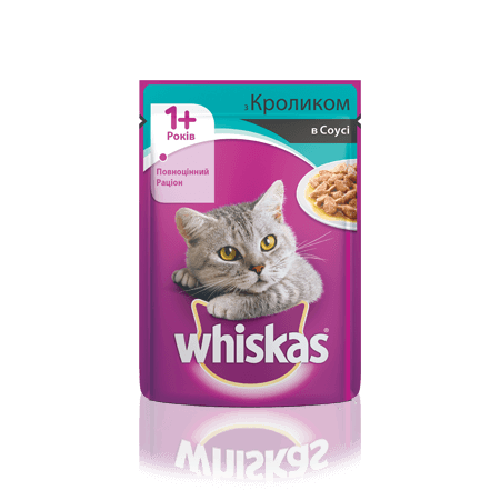 WHISKAS® с кроликом в соусе для взрослых кошек, 100 г
