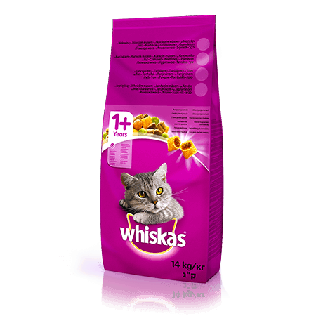 WHISKAS® Вкусные подушечки с ягненком для взрослых кошек, 14 кг