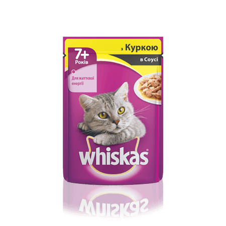 WHISKAS® с курицей в соусе для кошек старше 7 лет, 100 г