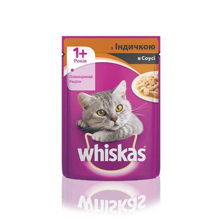 WHISKAS® c индейкой в соусе для взрослых кошек, 100 г