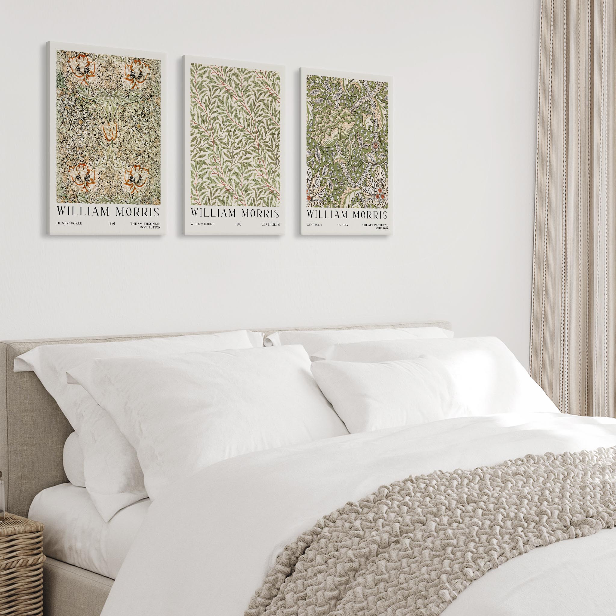 William Morris - Floral Canvas Wall Art Prints - Set of 3 - Ready to Hang - Picture 8 of 9