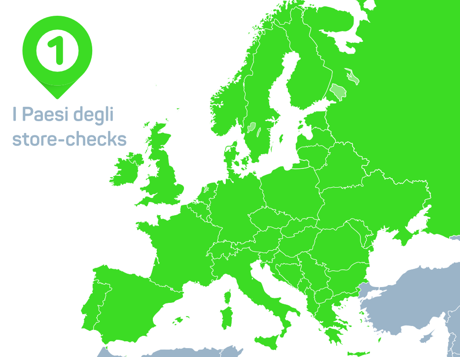 Mappa dei paesi degli store checks internazionali
