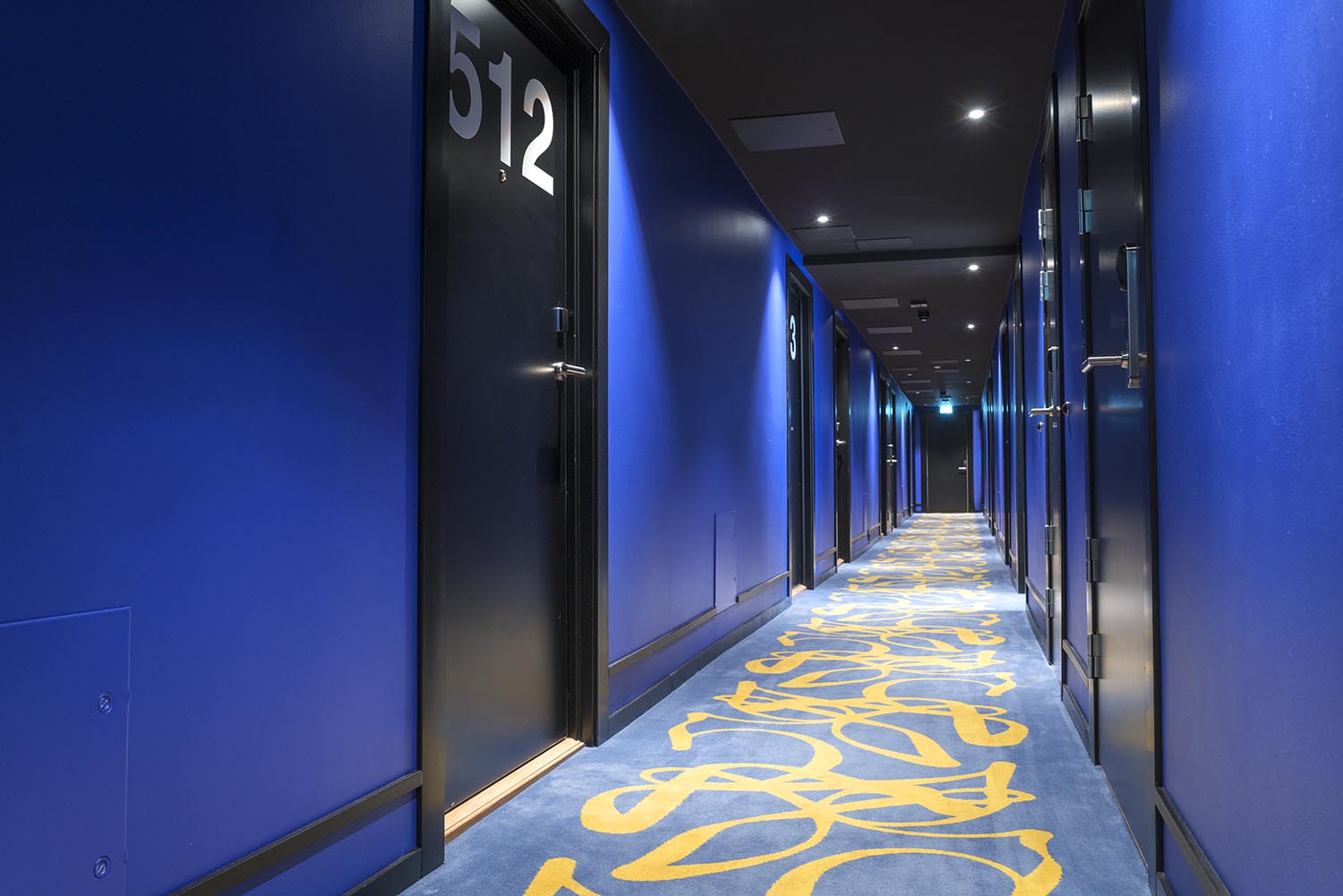 korridor, hotellkorridor, interiør, hotell