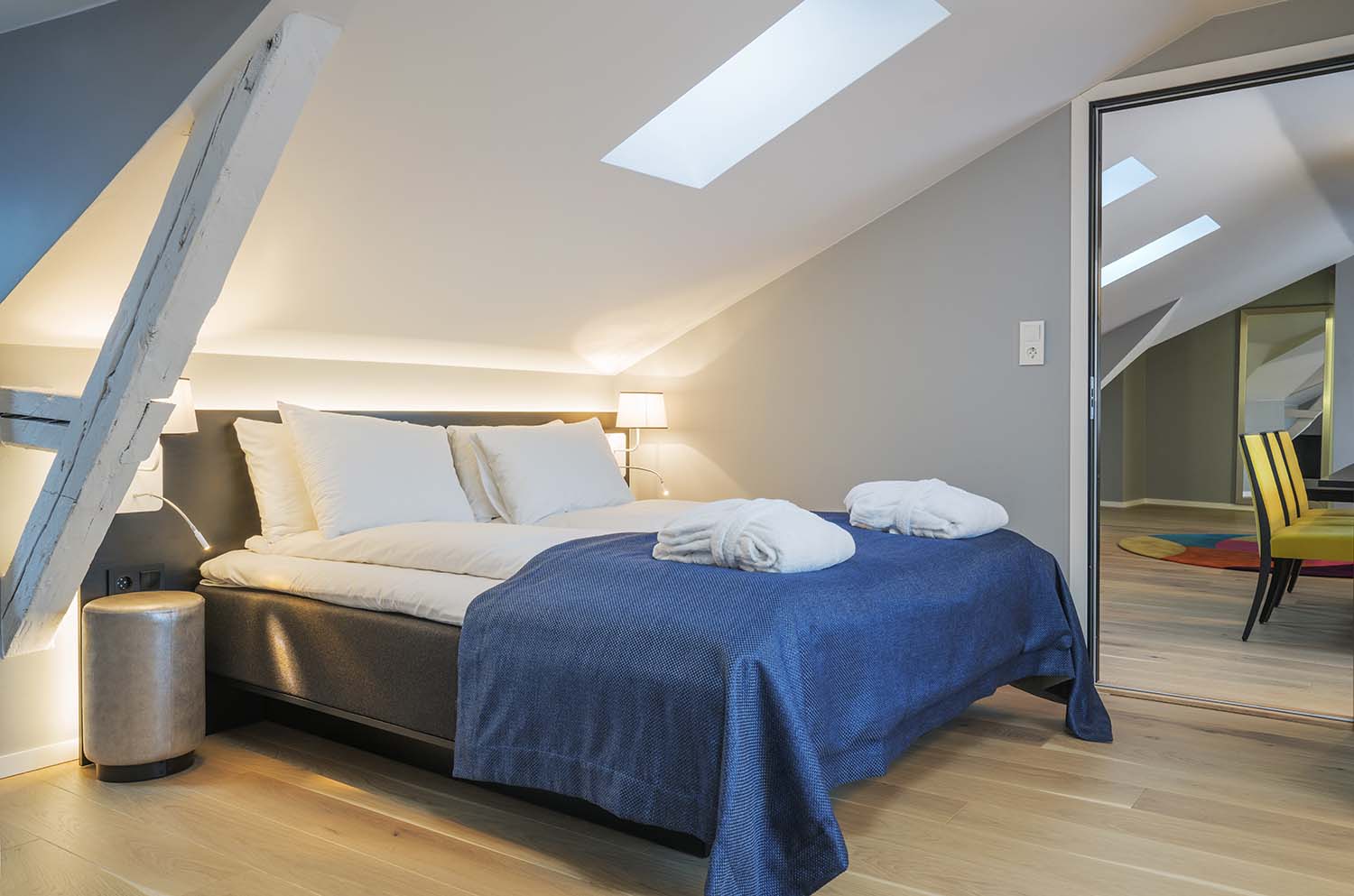 hotellrom, seng, interiør, hotell