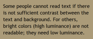 dark text on medium brown background dark text on medium brown background