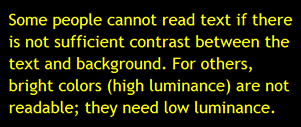 Dark text on light background, and yellow text on black background. Dark text on light background, and yellow text on black background.