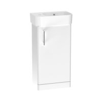 Tucker French Dartford 400mm Floor Standing Single Door Basin Unit Gloss White