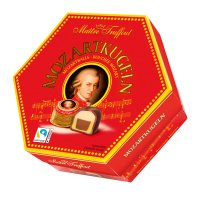 Mozart Kugeln hex box of milk & dark pistachio marzipan bonbons 18x300g