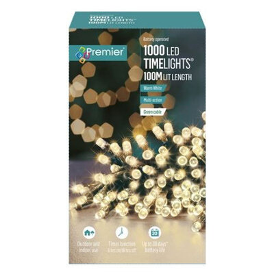 Premier 1000 LED Battery Operated TimeLights - Warm White