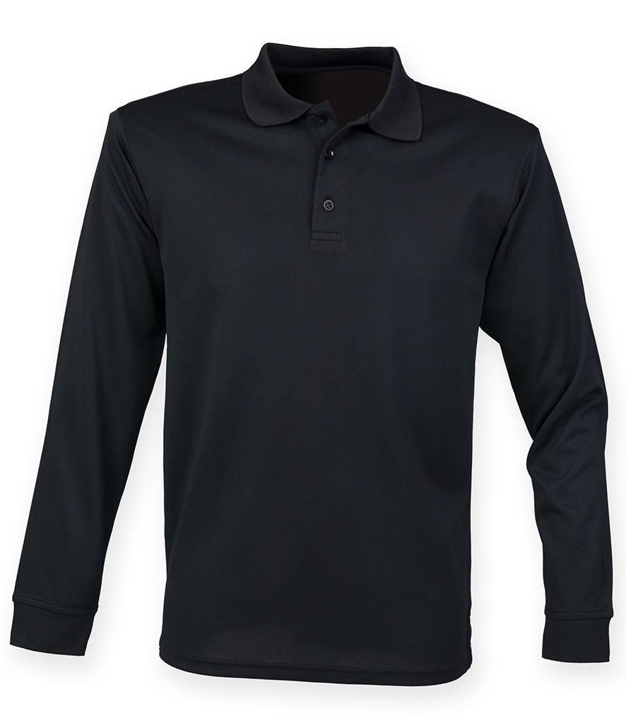 HENBURY MEN'S LONG SLEEVE COOLPLUS POLO SHIRT