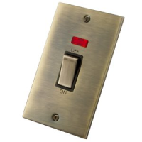 2 Gang 45A Antique Brass Cooker Switch & Neon MAB245SN In Stock