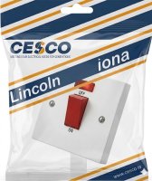 Lincoln 45 Amp 1 Gang Cooker Switch c/w Neon Pre Packed