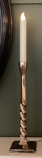 Candlestick L Twist Design on Bottom Half of Stem Coffee Brown 9x9x32cm