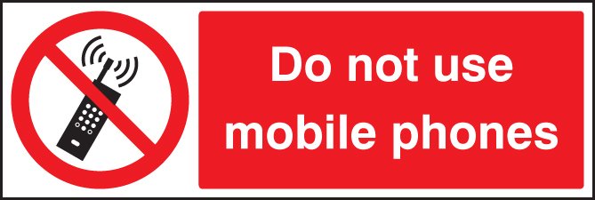Do not use mobile phones 300x100mm adhesive backed