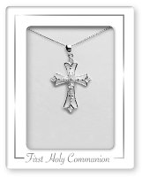 Communion Silver Necklet/Open Crucifix   (C69323)