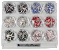 Display of 12 Assorted Glass Rosaries   (63370)