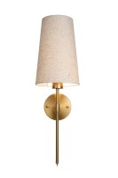 Rechargeable LED Antique Gold Wall Lamp with Linen Shade 