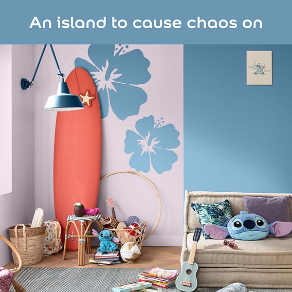 Kids Bedroom painted in Dulux Easycare Disney Stitch Experiment 626 