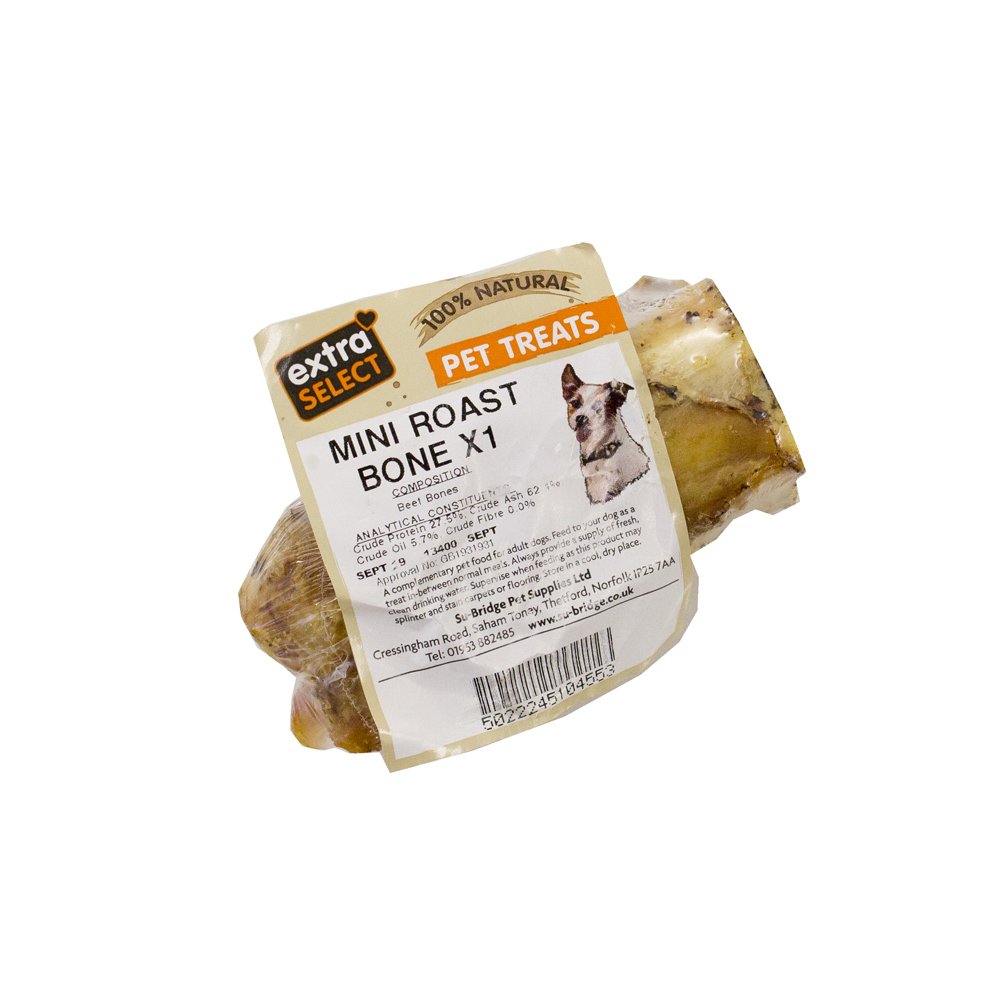 Extra Select SNPT28 Natural Mini Roast Beef Bone Dog Treats 10x1