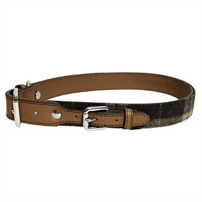 Tweed Check Leather Collar 12-16" x 3/4"